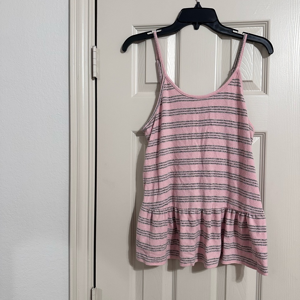 Make + Model Pink and Gray Striped Cami & Short PJ set